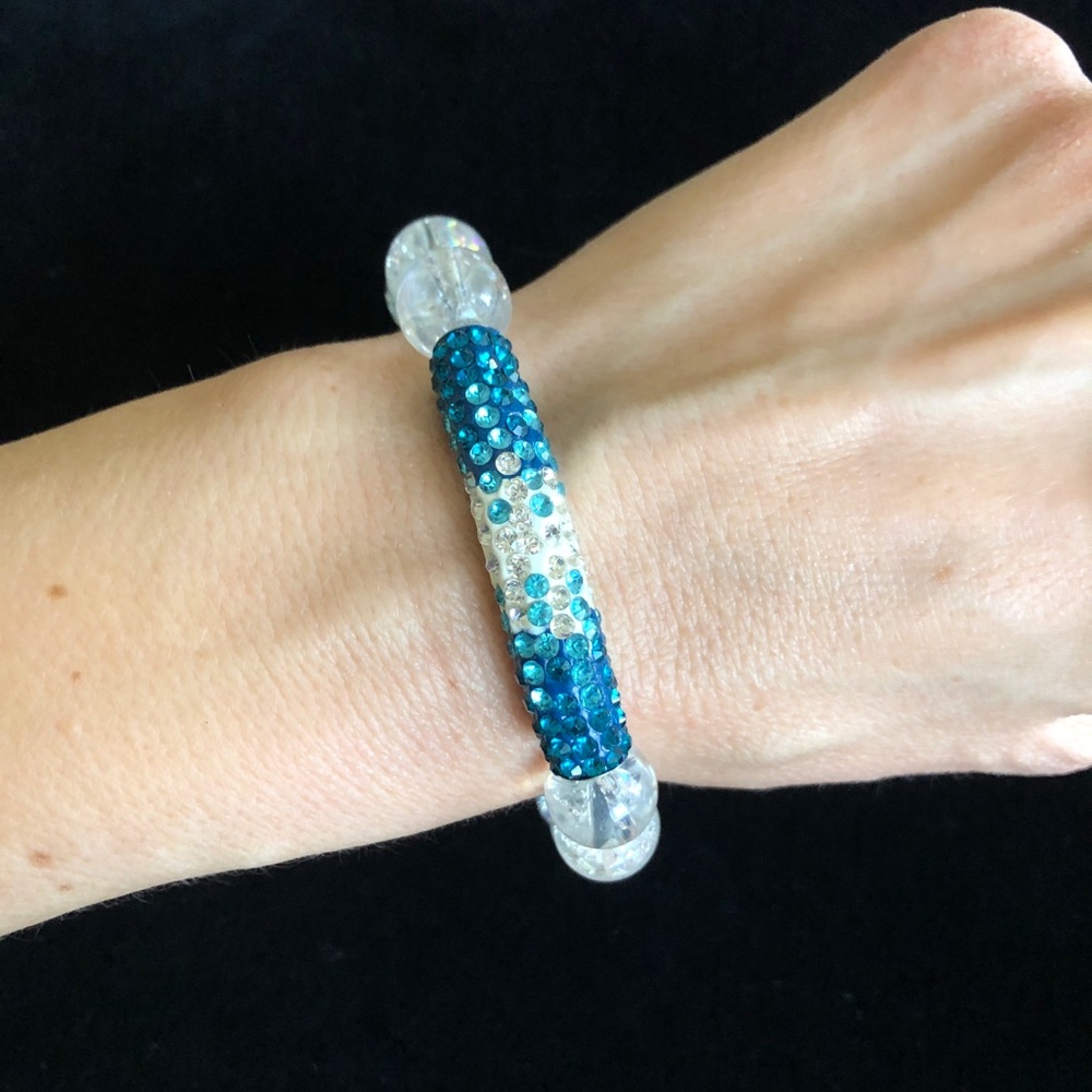 Elegant Blue and White Crystal Bracelet